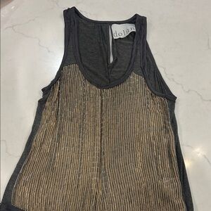 Dolan Charcoal Tank with Gold Beaded Front Panel- medium